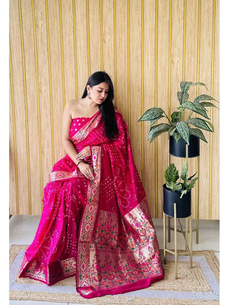 Red Color Red Saree - Image 2