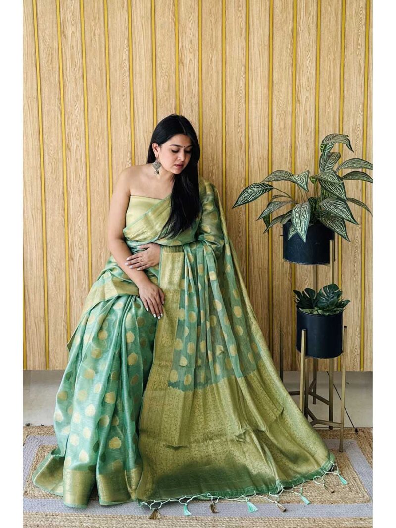 Sea Green Color Sea Green Saree - Image 2