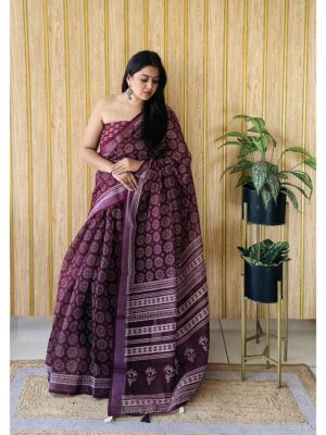 Wine Color Wine Saree