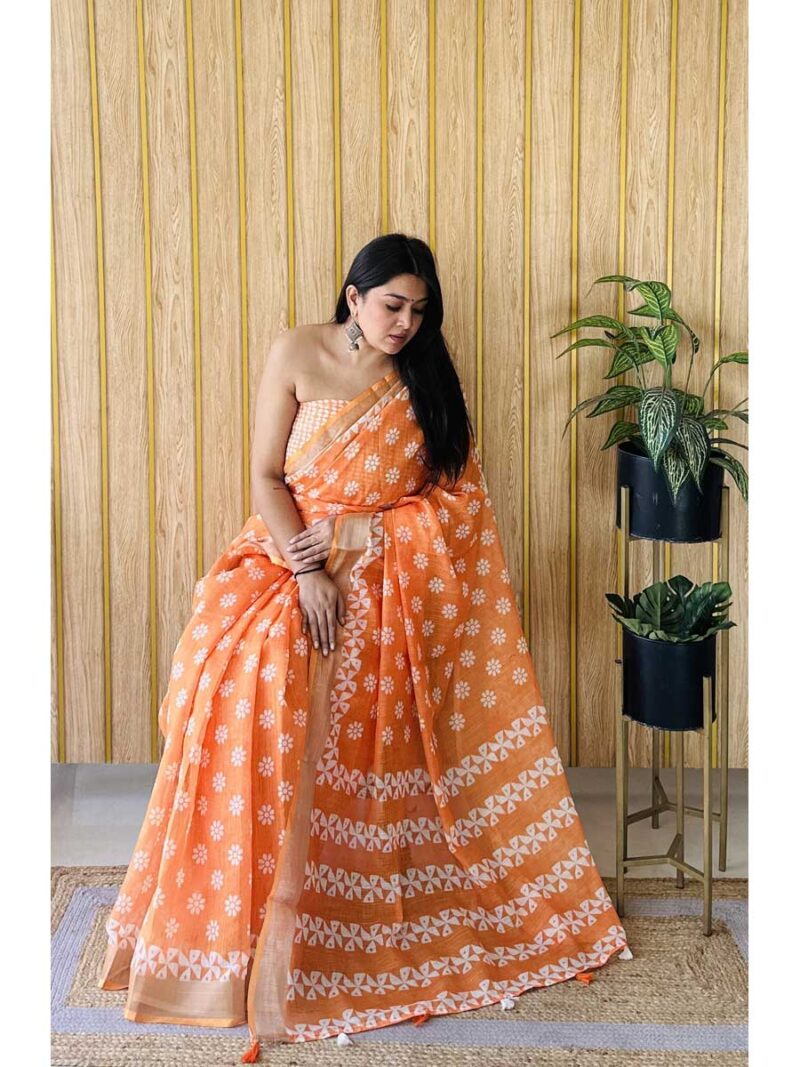 Orange Color Orange Saree - Image 2