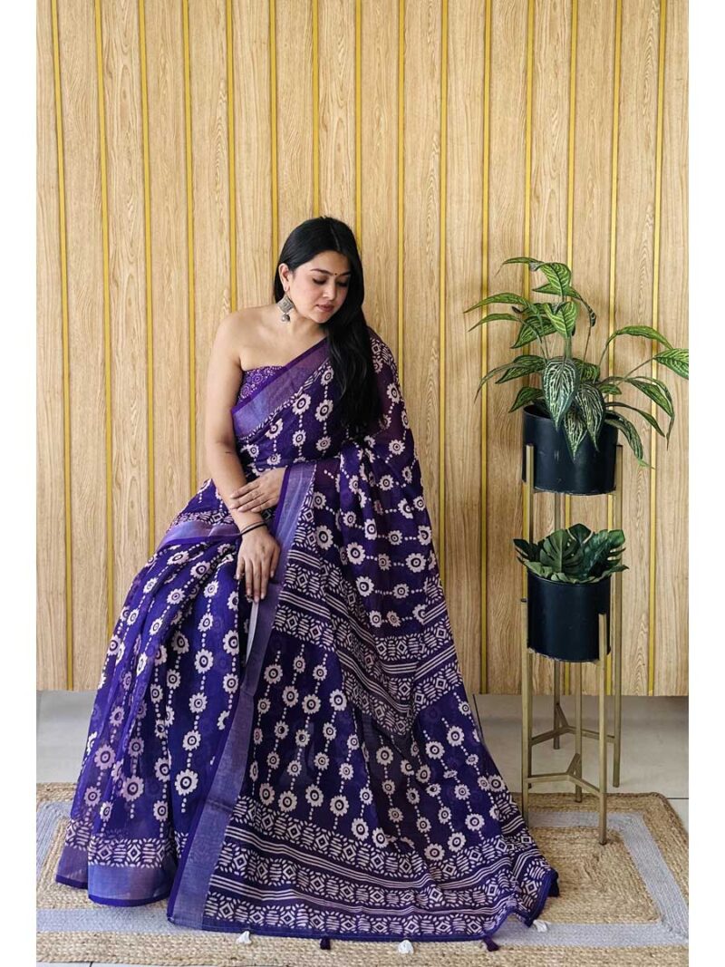 Voilet Color Voilet Saree - Image 2