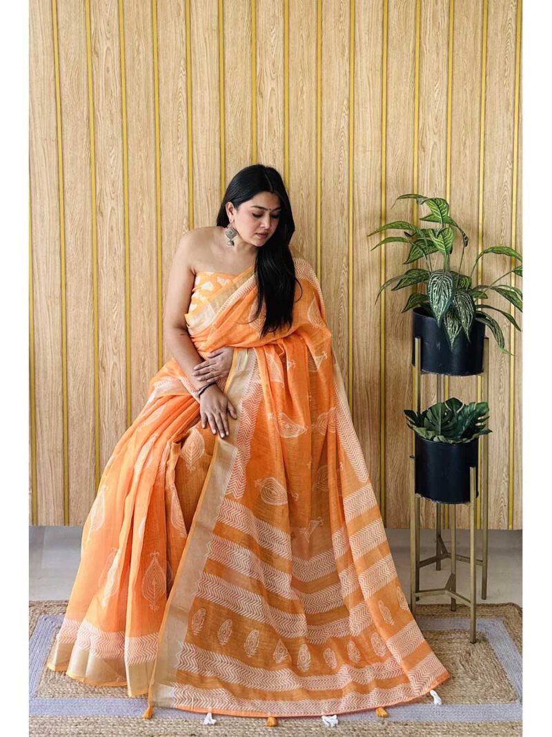 Orange Color Orange Saree - Image 2