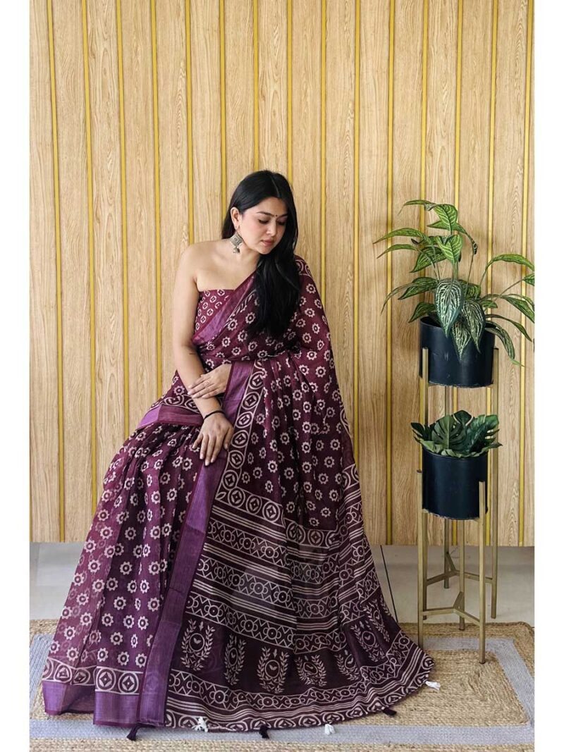 Burgundy Color Burgundy Saree - Image 2