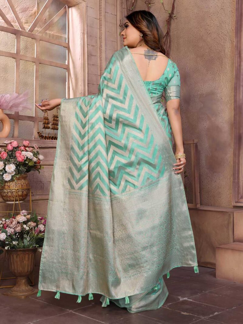 Sea Green Color Sea Green Saree - Image 2