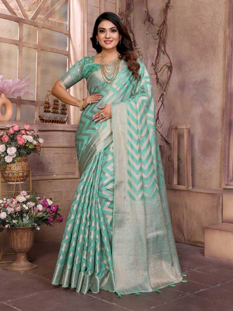 Sea Green Color Sea Green Saree