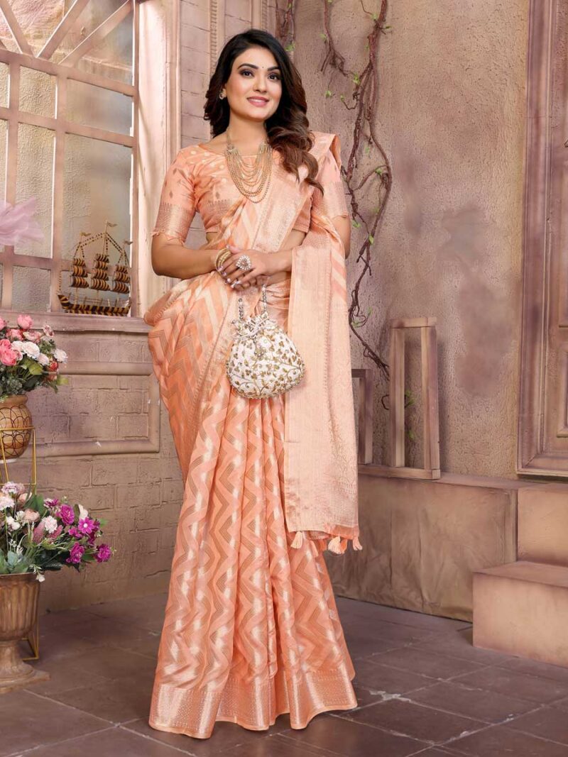 Peach Color Peach Saree - Image 4
