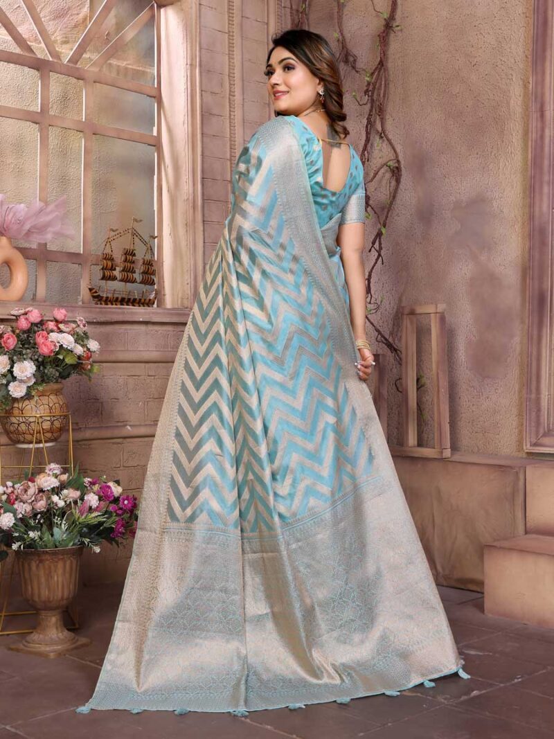 Sky Blue Color Sky Blue Saree - Image 2