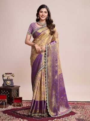 Brown Color Lavender Saree