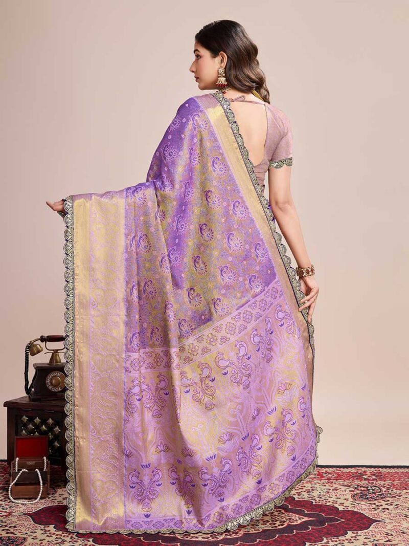 Lavender Color Brown Saree - Image 2