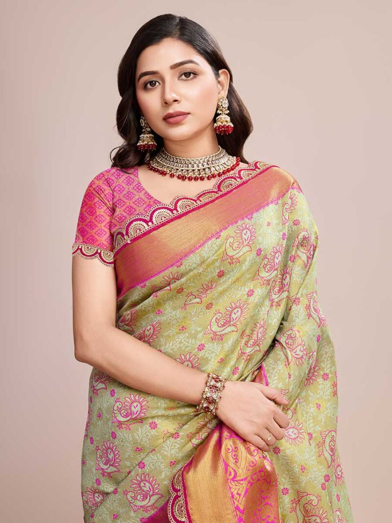 Beige Color Pink Saree - Image 3