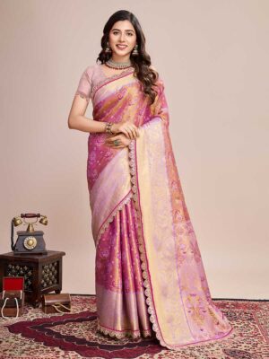 Purple Color Pink Saree