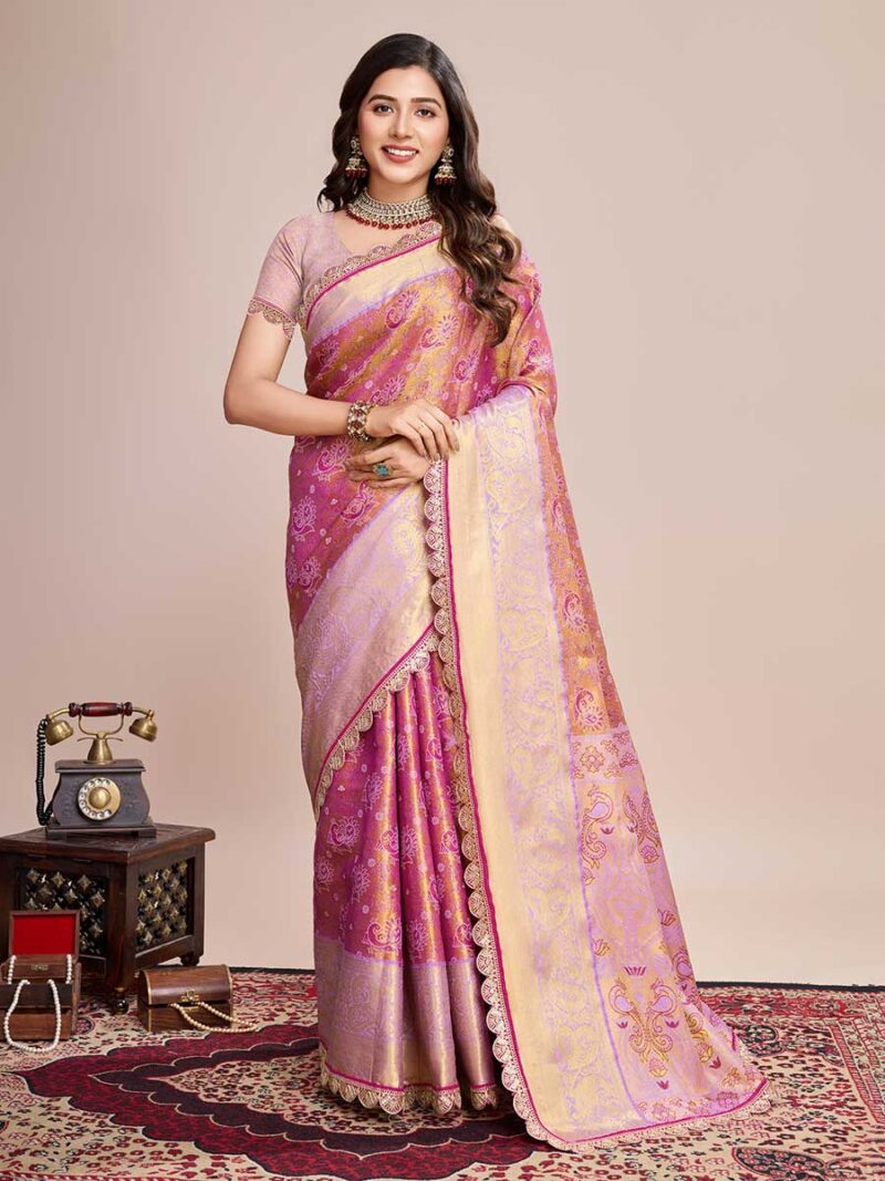Purple Color Pink Saree