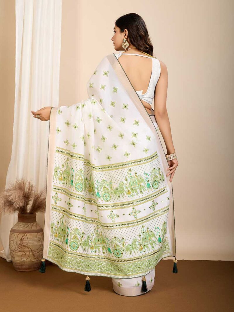 Off White Color Off White Saree - Image 2