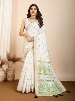 Off White Color Off White Saree
