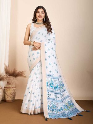 Off White Color Off White Saree