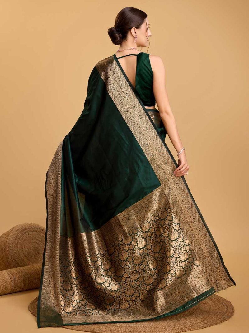 Green Color Green Saree - Image 2