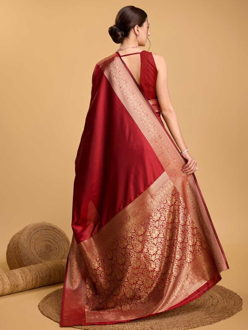 Red Color Red Saree - Image 2