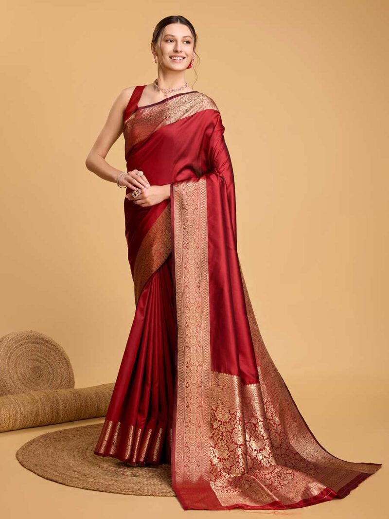 Red Color Red Saree