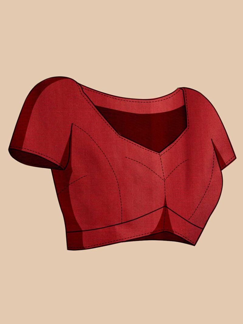 Red Color Red Saree - Image 4