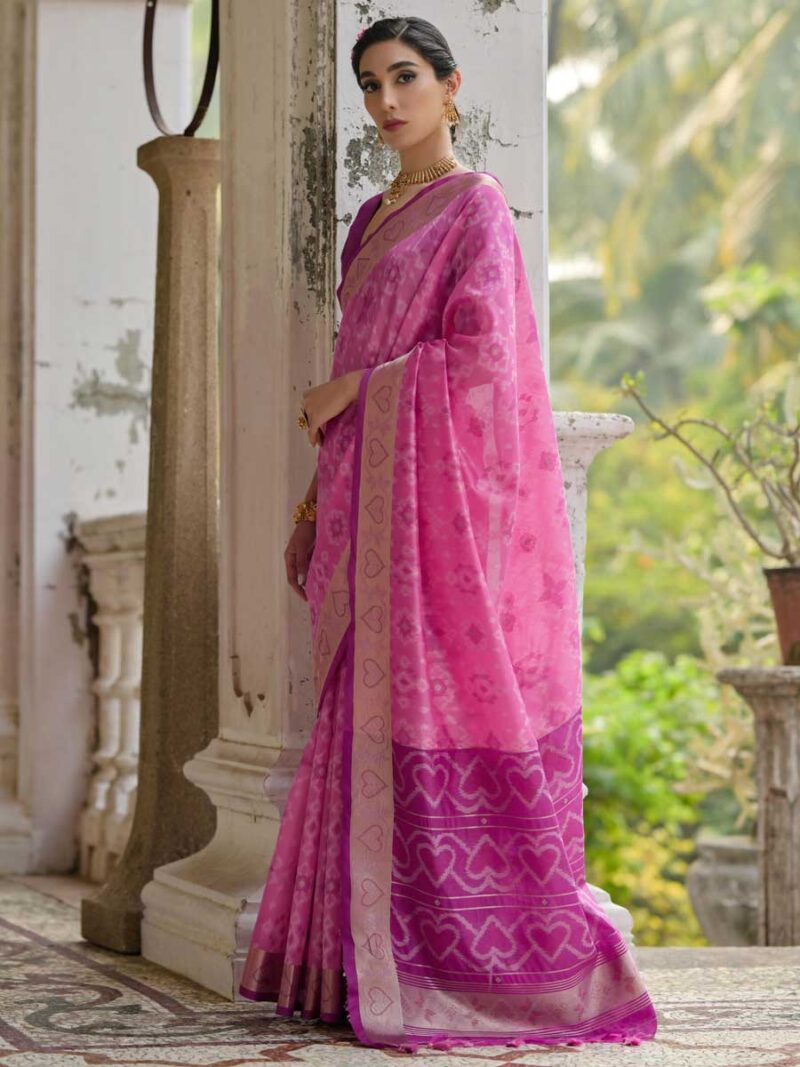 Pink Color Purple Saree - Image 2
