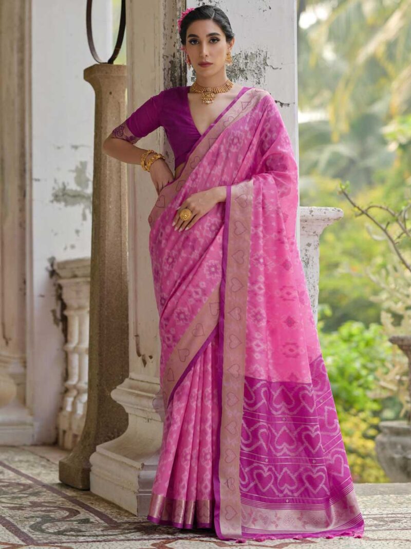 Pink Color Purple Saree