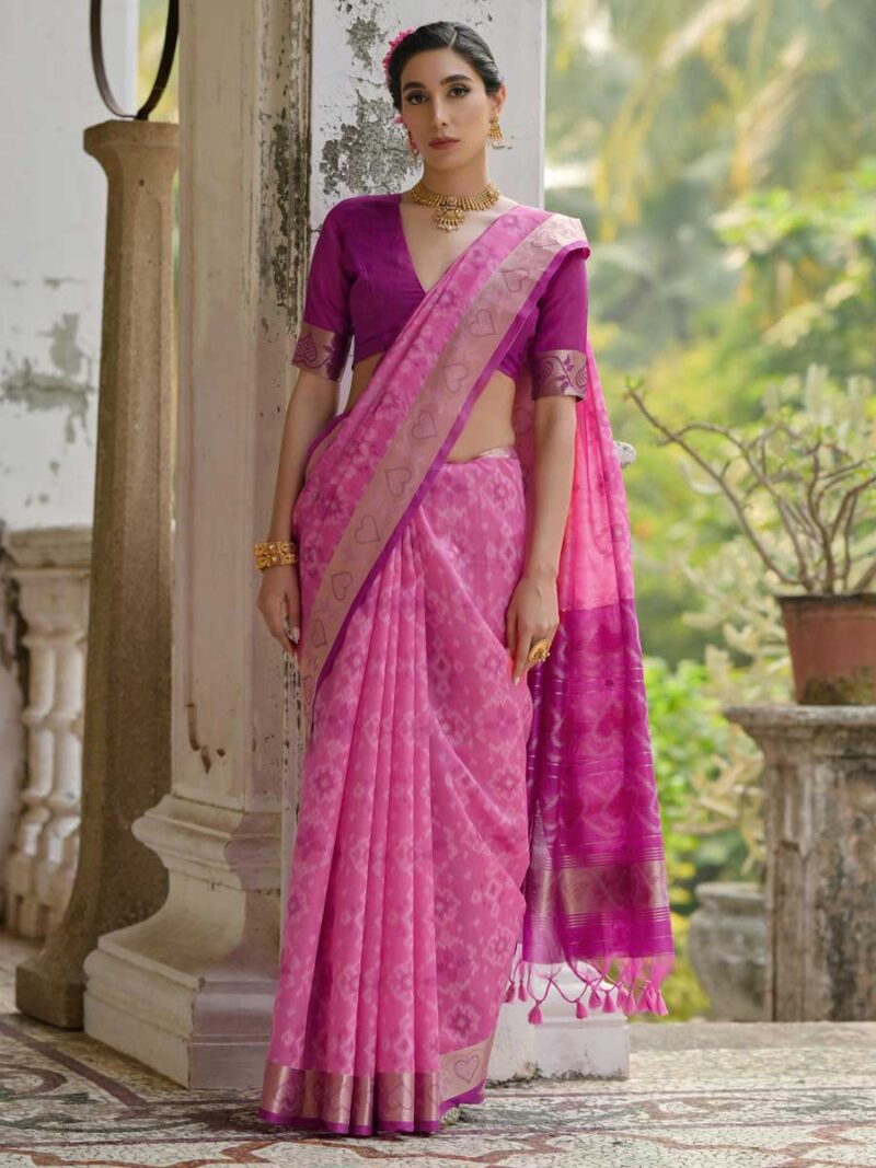 Pink Color Purple Saree - Image 4