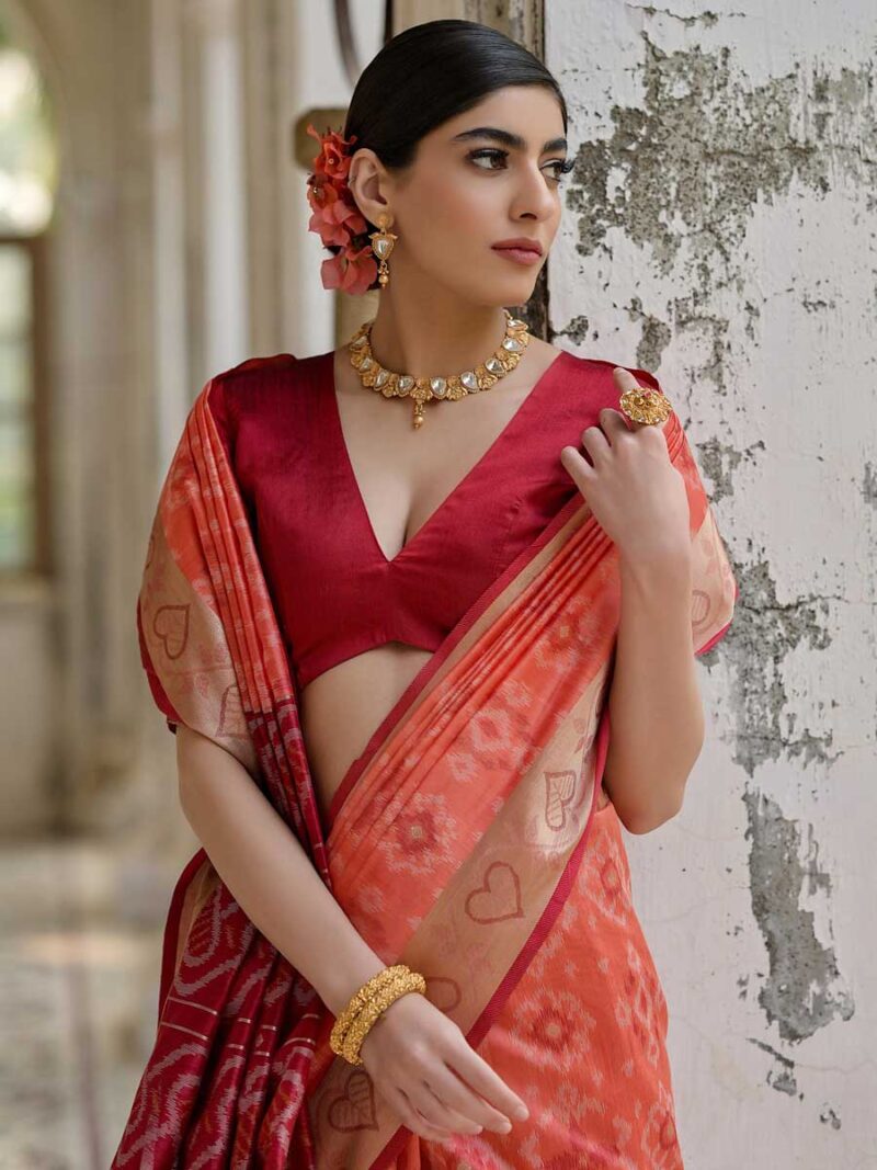 Rust Color Maroon Saree - Image 3