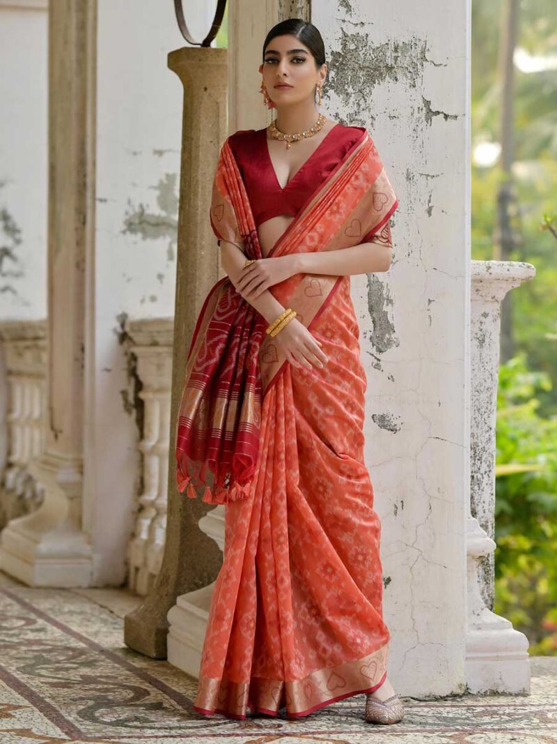 Rust Color Maroon Saree - Image 4