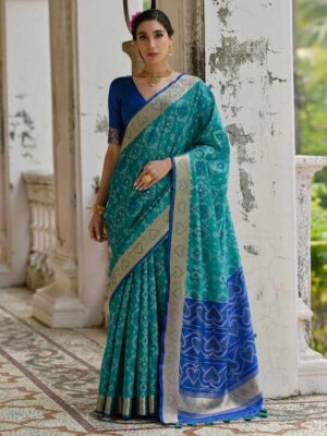 Teal Color Blue Saree