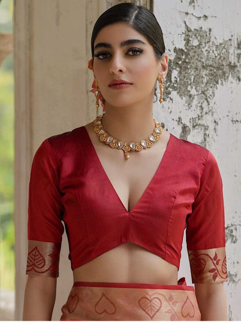 Beige Color Maroon Saree - Image 4