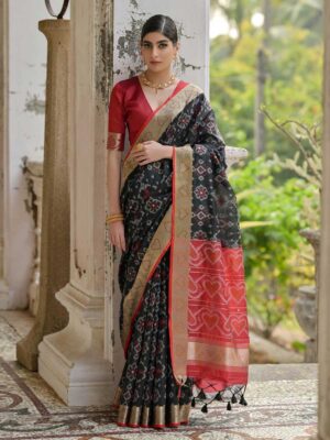 Black Color Burgundy Saree
