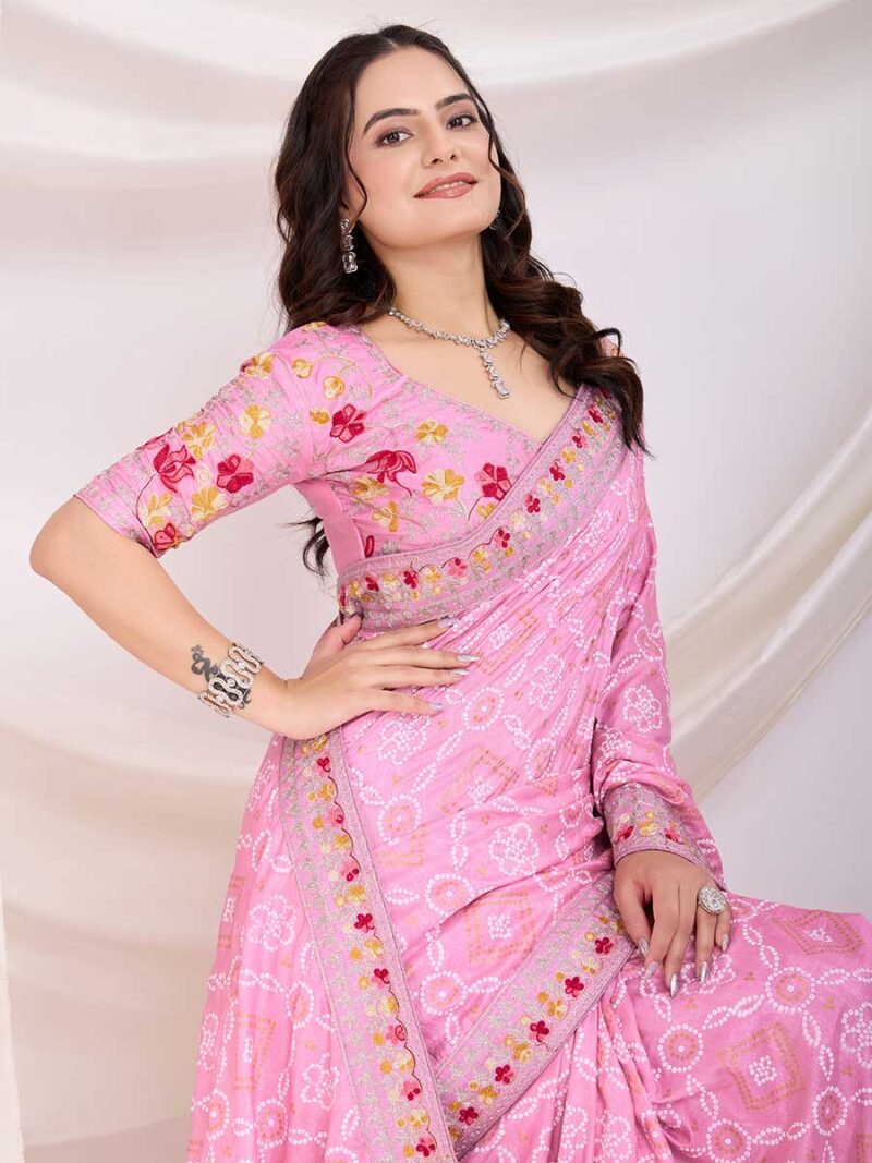 Pink Color Pink Saree - Image 3