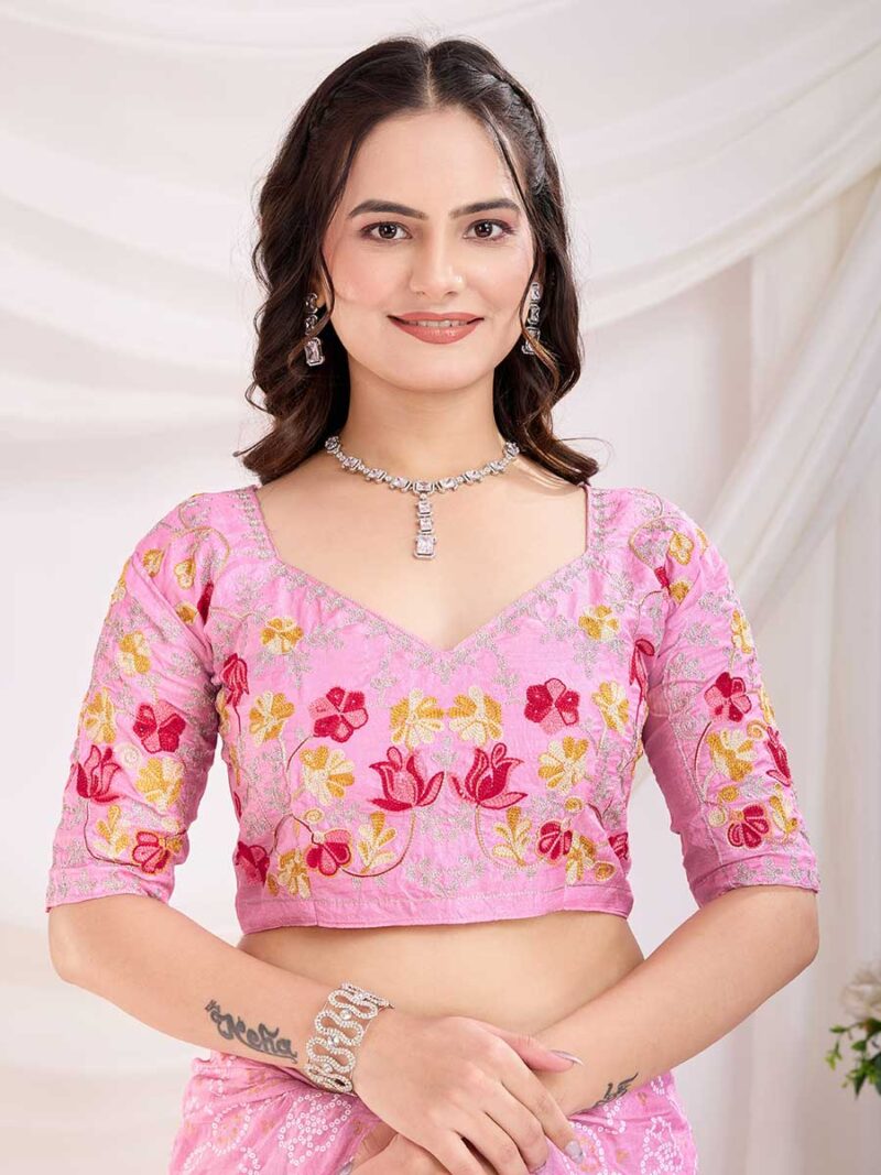 Pink Color Pink Saree - Image 4