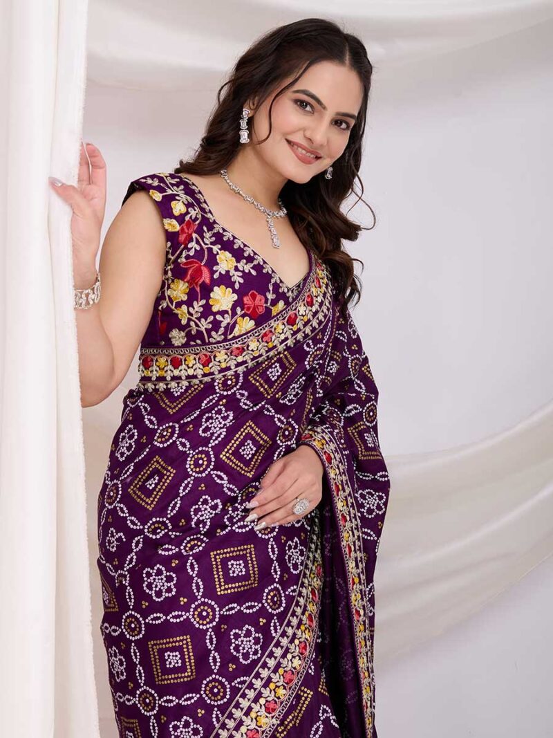 Voilet Color Voilet Saree - Image 3