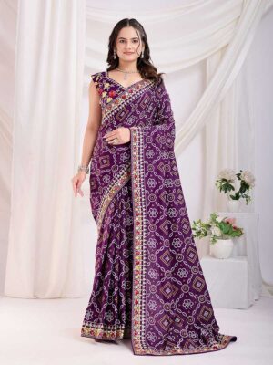 Voilet Color Voilet Saree