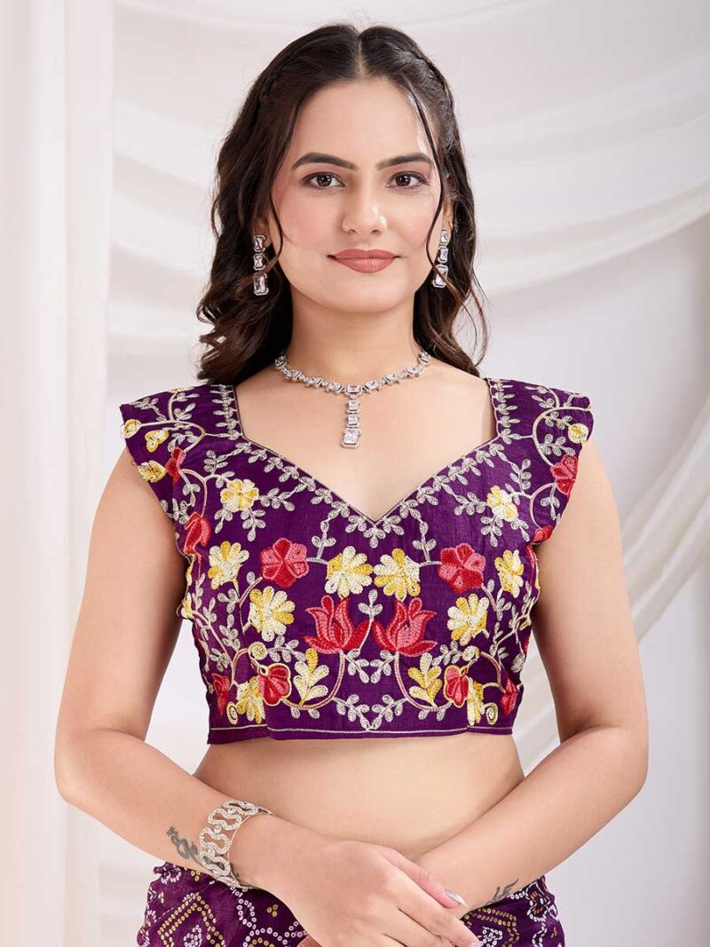 Voilet Color Voilet Saree - Image 4
