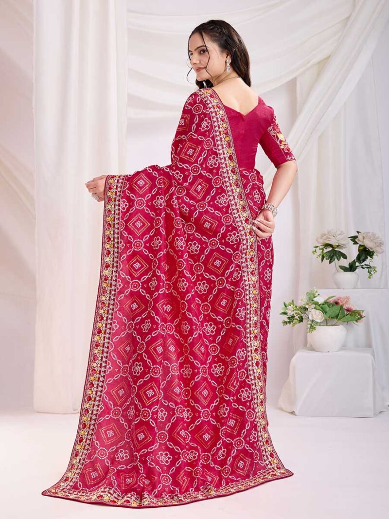 Red Color Red Saree - Image 2