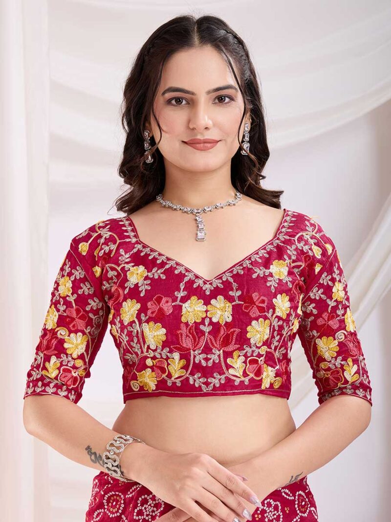 Red Color Red Saree - Image 4