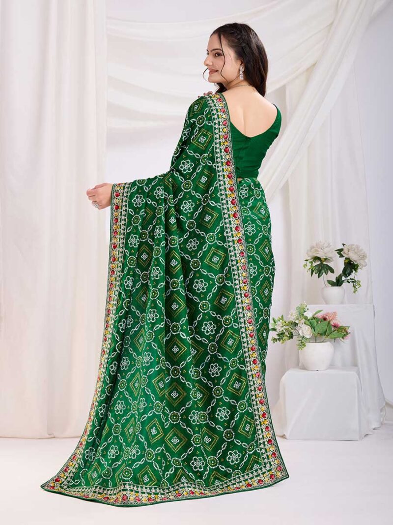 Green Color Green Saree - Image 2