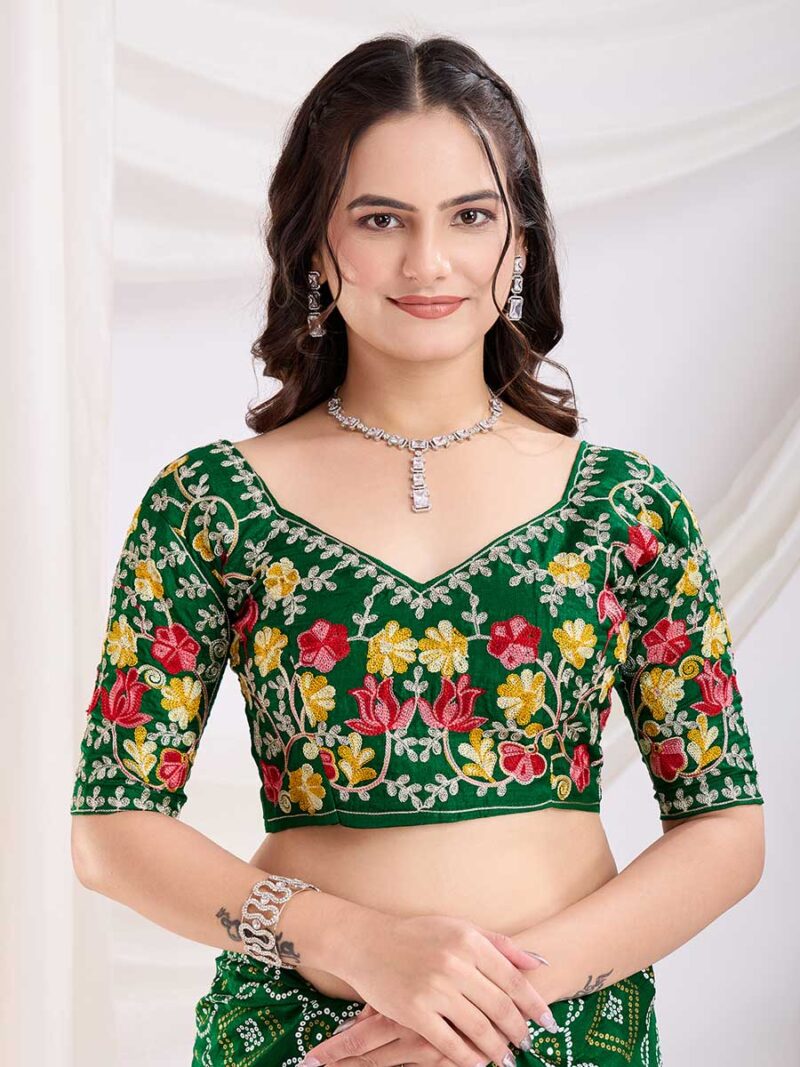 Green Color Green Saree - Image 4