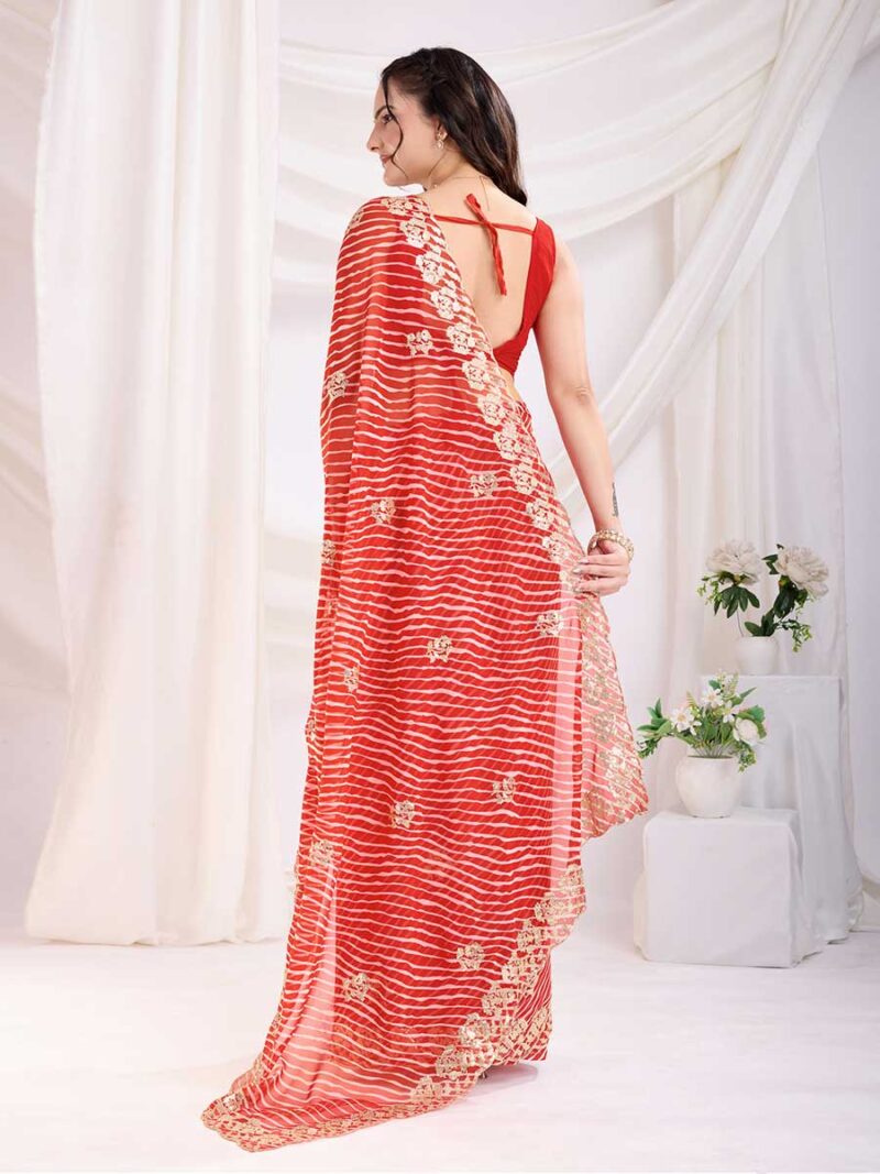 Red Color Red Saree - Image 2