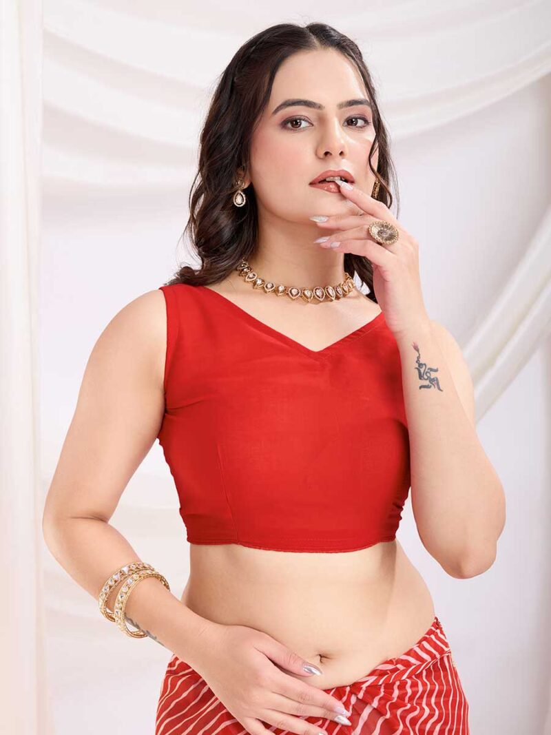 Red Color Red Saree - Image 4