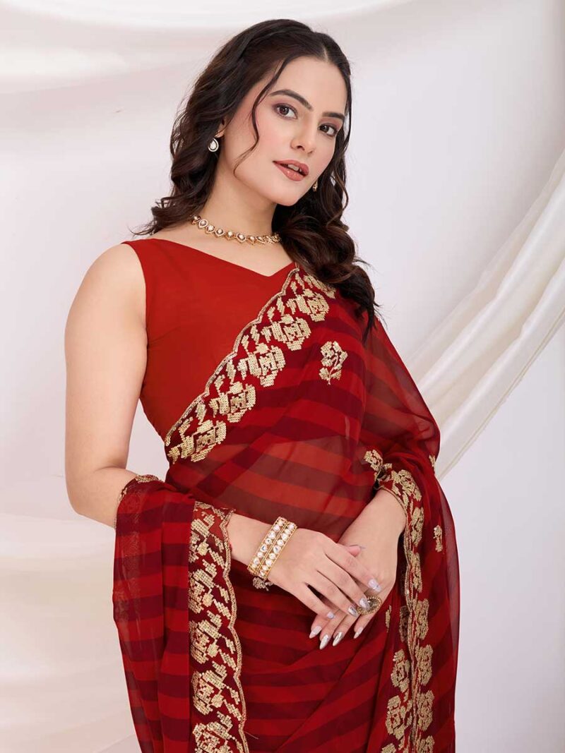 Maroon Color Maroon Saree - Image 3