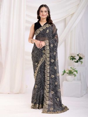 Black Color Black Saree