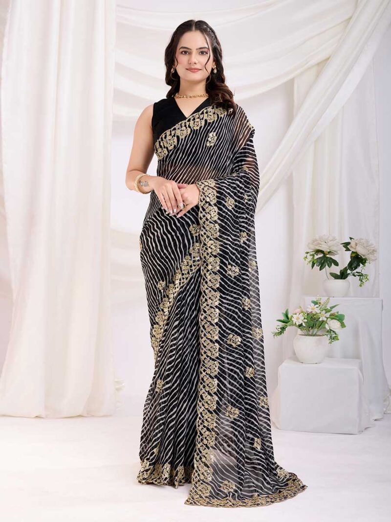 Black Color Black Saree