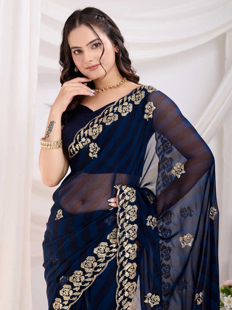 Blue Color Blue Saree - Image 3