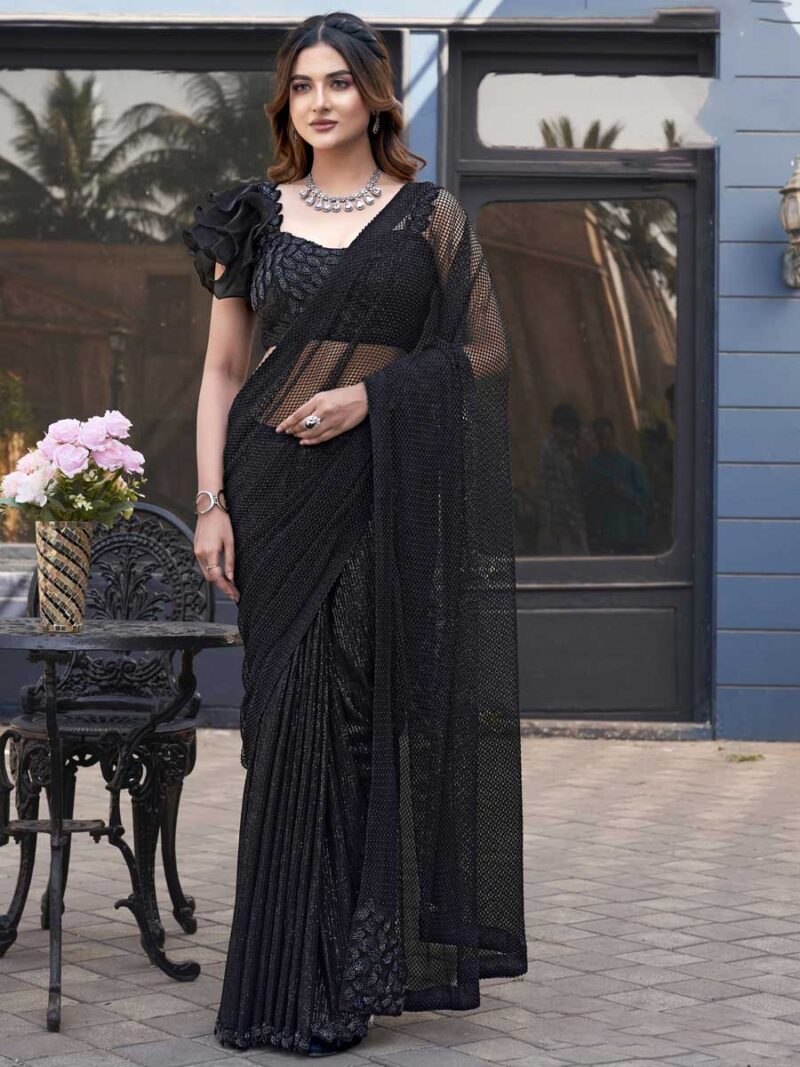 Black Color Black Saree