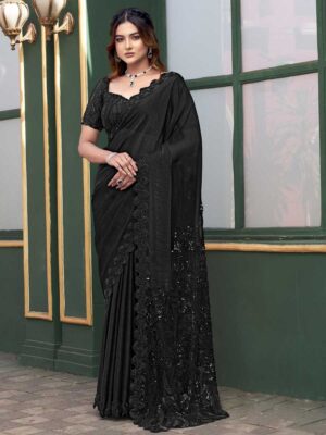 Black Color Black Saree