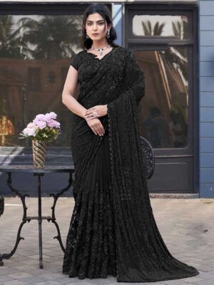 Black Color Black Saree