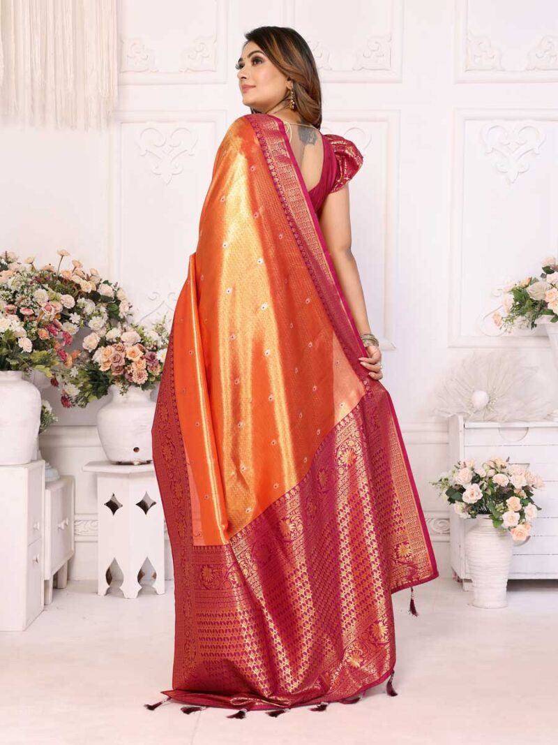 Orange Color Maroon Saree - Image 2